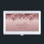 Dark Rose Gold Glitter Drip Business Card Holder<br><div class="desc">Business Card Cases ready for you to customize. ✔Note: Not all template areas need changed. 📌If you need further customization, please click the "Click to Customize further" or "Customize or Edit Design"button and use our design tool to resize, rotate, change text color, add text and so much more.⭐This Product is...</div>