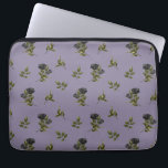 Dark Rose Pattern  Laptop Sleeve<br><div class="desc">Vintage and gothic laptop sleeve featuring illustration of black roses with greenery made into a pattern. The background is purple.</div>