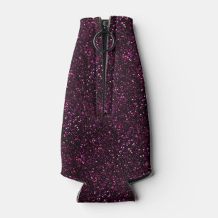 Dark Rose Pink Posh Glitter Bottle Cooler