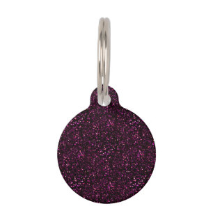Dark Rose Pink Posh Glitter Pet Tag
