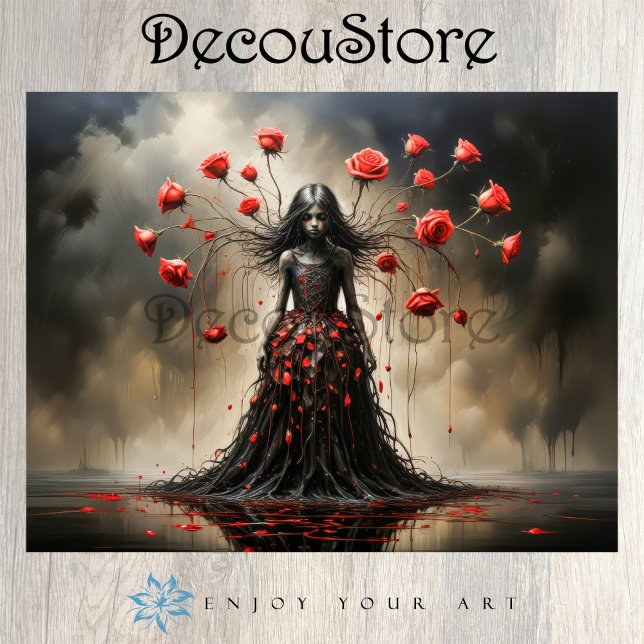 Dark Rose Siren Decoupage Tissue Paper (Creator Uploaded)