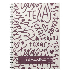 Dark Rose Texas Doodle Pattern Notebook