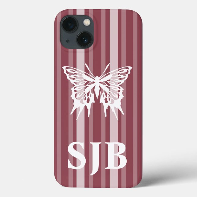Dark Rose Victorian Stripe with Butterfly Case-Mate iPhone Case (Back)