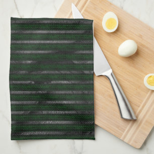 Dark rough stripes over stained abstract design tea towel