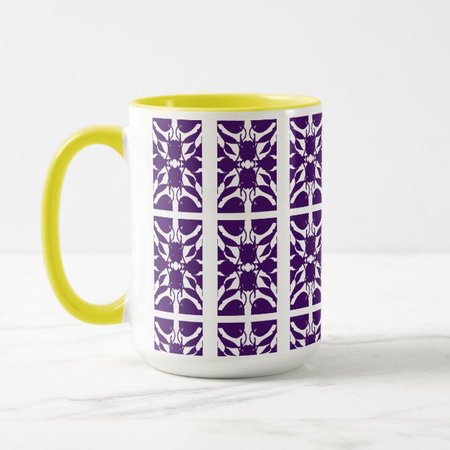 Dark Royal Blue Pattern Coffee Tea Mug Cup (Left)