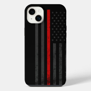 Dark & Rugged   Fire Fighter Red Line Flag iPhone 14 Plus Case