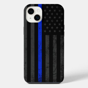 Dark & Rugged Style   Thin Blue Line Police Flag iPhone 14 Plus Case