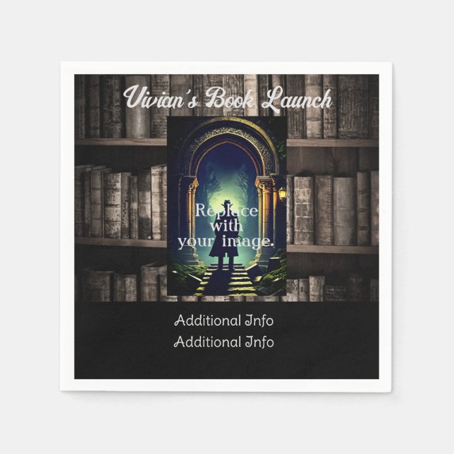 Dark Rustic Bookshelves Background Napkin (Front)