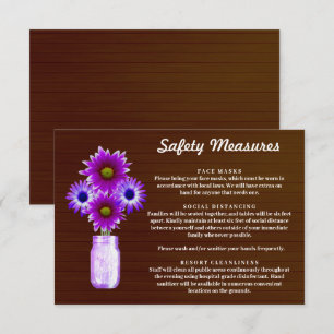 Dark Rustic Purple Floral Mason Jar Safety Measure Enclosure Card