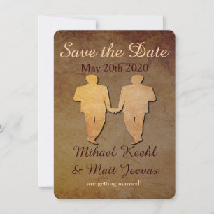 Dark Rustic Save the Date Card Gay Wedding