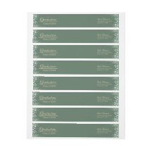 Dark Sage Green Botanical Graduation Address Label