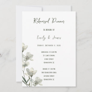 Dark Sage Green Botanical Wedding Invitation