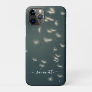 Dark Sage Green Dandelion White Script Name Case-M Case-Mate iPhone Case
