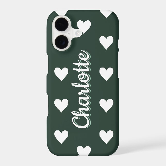 Dark Sage Green Hearts Personalized Name (Back)
