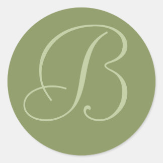 Dark Sage Green Monogrammed Wedding Envelope Seals