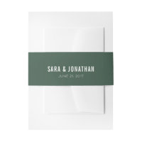 Dark Sage Green White Text Wedding
