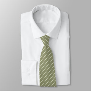Dark Sage Green with Ivory White Pinstripes Tie