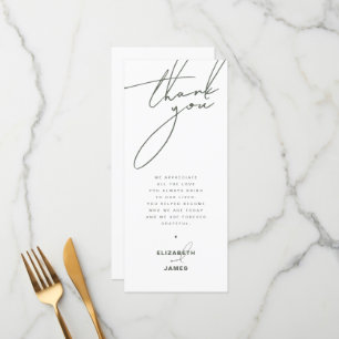 Dark Sage Minimalist Wedding Thank You Place Card