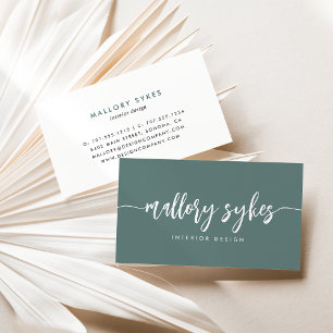 Dark Sage   Modern Signature Script Business Card