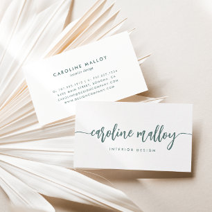 Dark Sage   Modern Signature Script Business Card