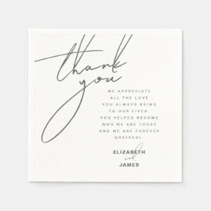 Dark Sage Simple Minimalist Wedding Thank You Napkin