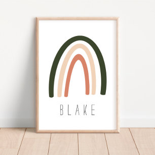 Dark Sage/Terracotta Rainbow Nursery Decor Poster