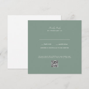 Dark Sage Wedding QR Code RSVP Flat Card