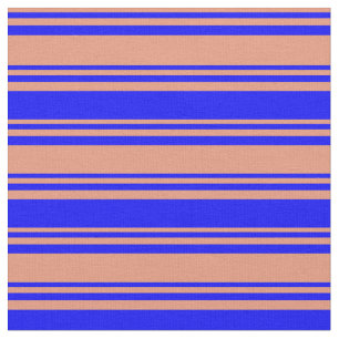 Dark Salmon and Blue Coloured Lines Fabric