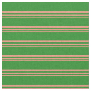 Dark Salmon and Forest Green Coloured Stripes Fabric
