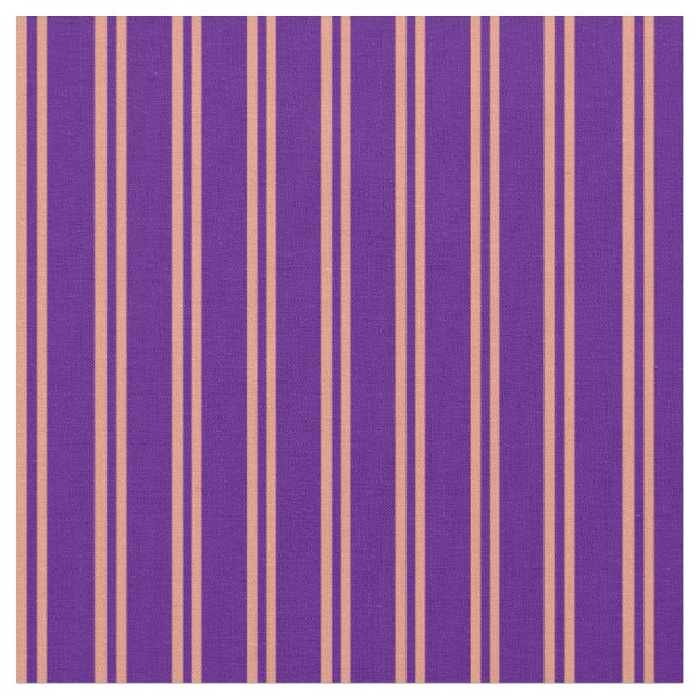 Dark Salmon and Indigo Stripes Fabric (Close Up)