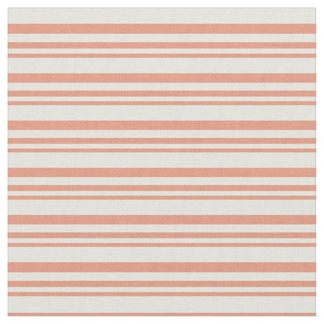 Dark Salmon & Beige Coloured Lined/Striped Pattern Fabric (Close Up)