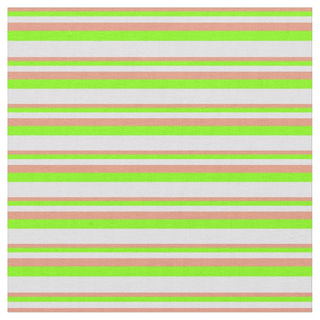 Dark Salmon, Chartreuse & Lavender Lines Fabric (Close Up)