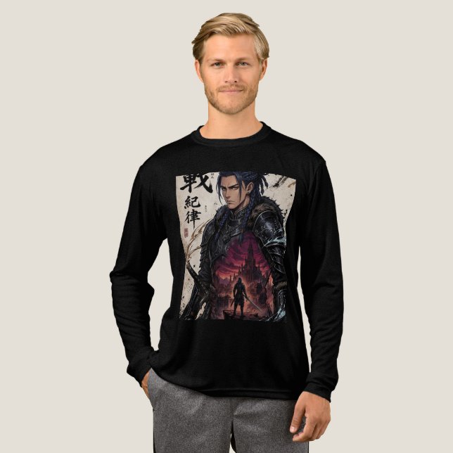 Dark Samurai Fantasy Warrior Graphic T-Shirt Tri-Blend Shirt (Full Front)