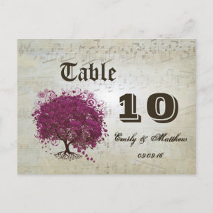 Dark Sangria Heart Leaf Tree Table Number Postcard