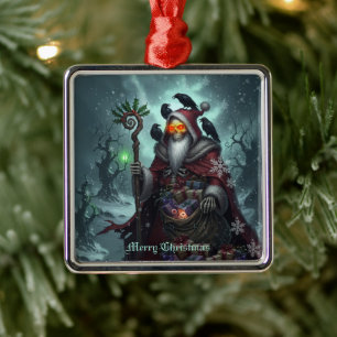 Dark Santa of Shadows – Gothic Christmas Skeleton Metal Tree Decoration