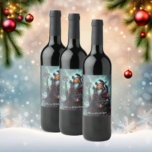Dark Santa of Shadows – Gothic Christmas Skeleton  Wine Label