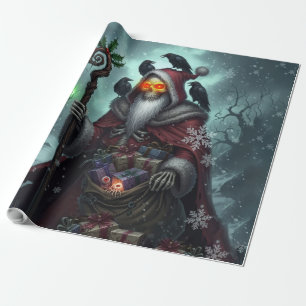 Dark Santa of Shadows – Gothic Christmas Skeleton Wrapping Paper