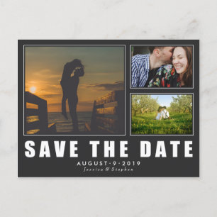 Dark Save The Date 3 Photo Modern Postcard