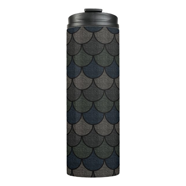 Dark Scalloped Dragon Scale Pattern Thermal Tumbler (Front)