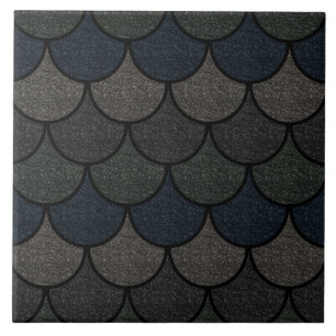 Dark Scalloped Dragon Scale Pattern Tile