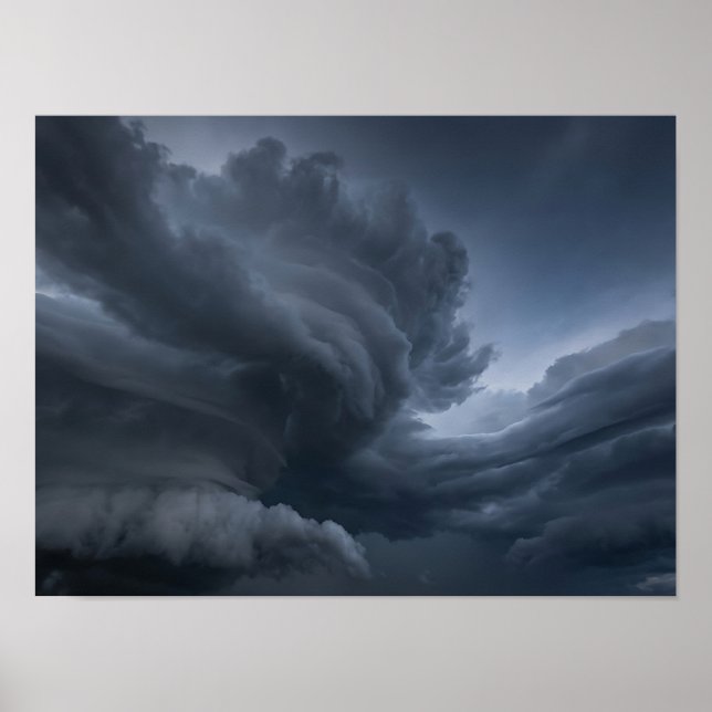 Dark Sculptural Storm Clouds Nature Poster (Front)