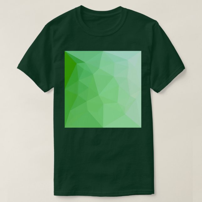 Dark Sea Green Abstract Low Polygon Background T-Shirt (Design Front)