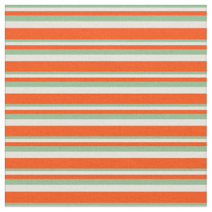 Dark Sea Green, Beige & Red Stripes/Lines Pattern Fabric