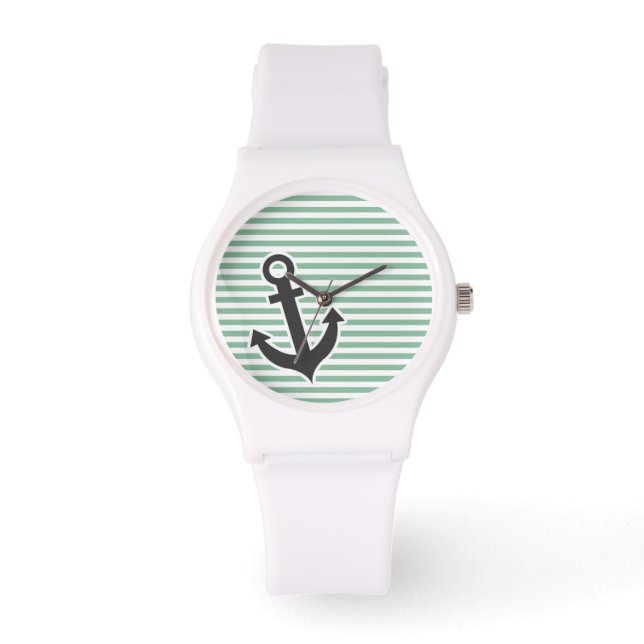 Dark Sea Green Horizontal Stripes; Anchor Watch (Front)