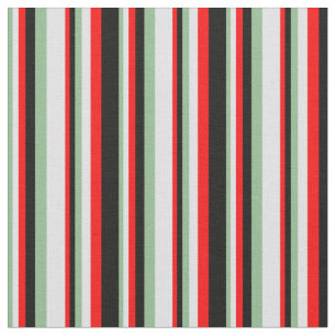Dark Sea Green, Lavender, Red & Black Pattern Fabric