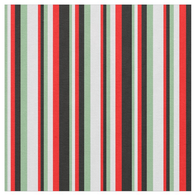 Dark Sea Green, Lavender, Red & Black Pattern Fabric (Close Up)