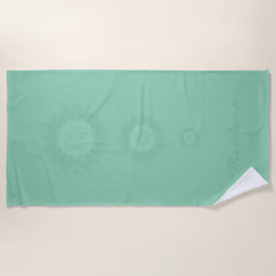 ”Dark Sea Green” Mandala Beach Towel