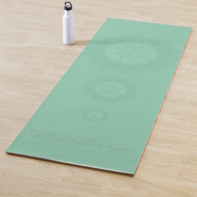 ”Dark Sea Green” Mandala - Yoga Mat (In Situ)
