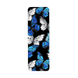 Dark Seamless Pattern with Blue Butterflies Morpho