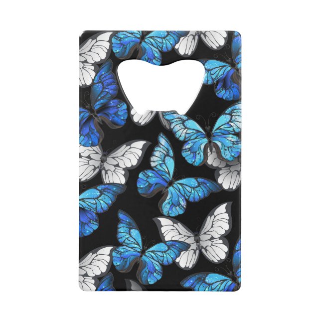 Dark Seamless Pattern with Blue Butterflies Morpho (Front)